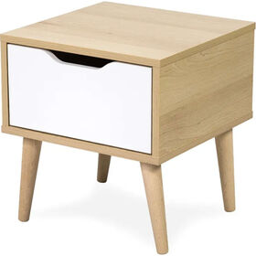 Mesa De Cabeceira Com 1 Gaveta Faia E Branco Sofie Twinko