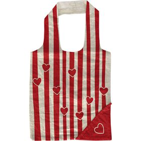 Saco Dobrável Corações E Riscas 70X40Cm Vermelho Kasa