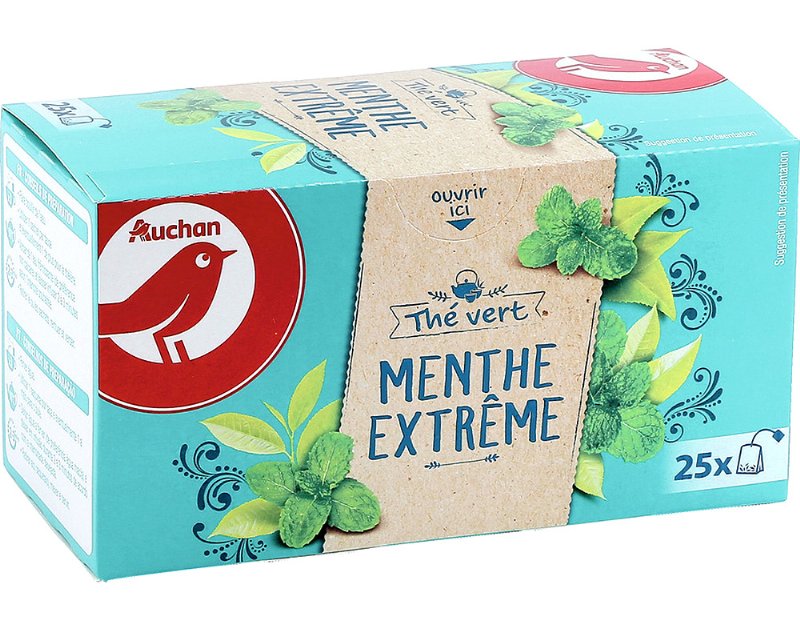 Chá Auchan Verde Aroma Forte Hortelã 25 Saquetas 40 g