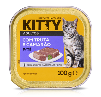 Comida Húmida Para Gato Adulto Patê Com Truta E Camarão Kitty 0.1Kg
