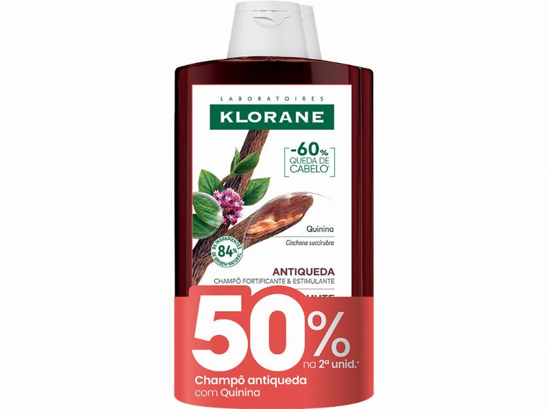 Champo Klorane Quinina Bio 2X400 ml 50% Desconto Na 2ª Unidade
