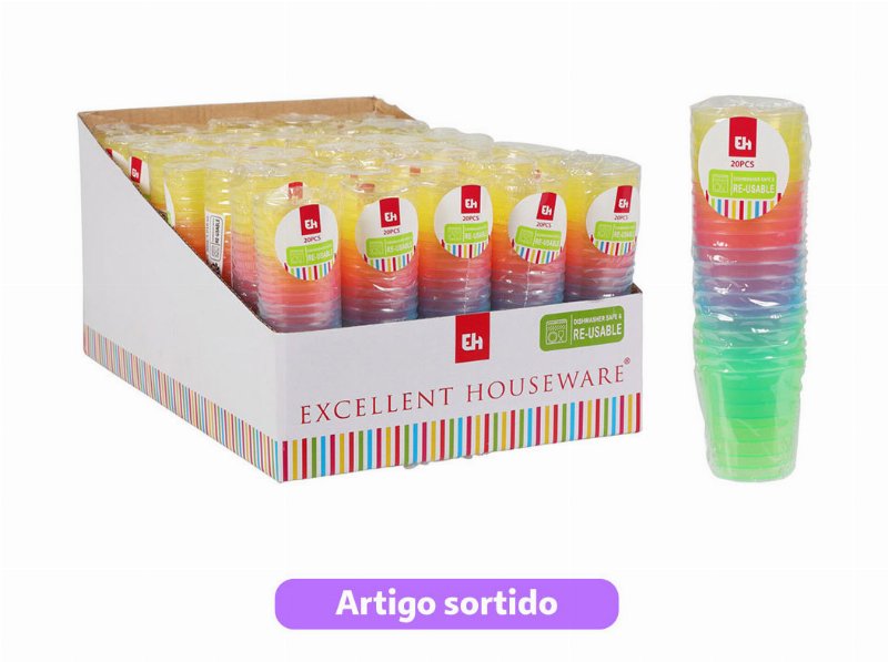 Conjunto 20 Copos Shot Reutilizáveis Coloridos 30 ml