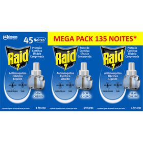 Inseticida Elétrico Recarga Voadores Raid 3 X 45 Noites
