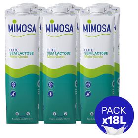 Leite Uht Meio Gordo Sem Lactose Mimosa 18 X 1 Lt
