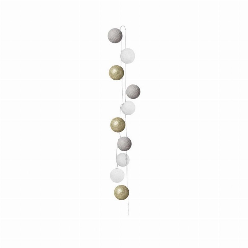 Hkh Grinalda 10 Bolas Led Branco/Cinza/Dourado