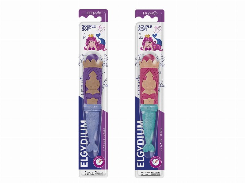 Escova Dentes Elgydium Kids Sereia Rosa/Roxo