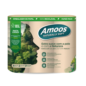 Papel Higiénico 3 Folhas Naturally Soft Amoos 6 Rolos