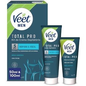 Kit Creme Men Depilatório Total Pro Zona Íntima Veet 100 ml + 50 ml