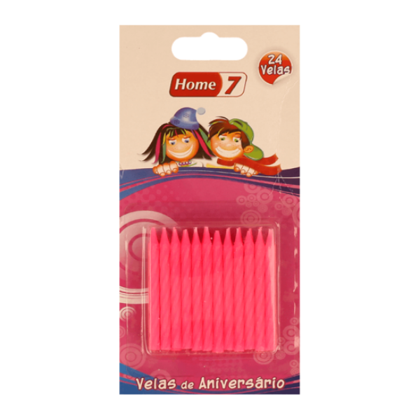 Velas De Aniversário 24 Un. - Rosa