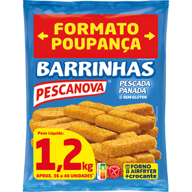 Barrinhas De Pescada Sem Glúten Pescanova 1,2 kg (38 A 42 Un)