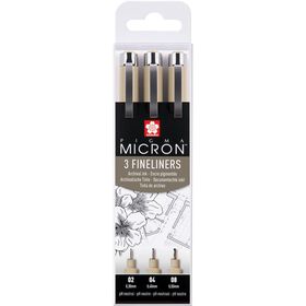 Marcador Pigma Micron 02, 04 E 08 Preto Sakura
