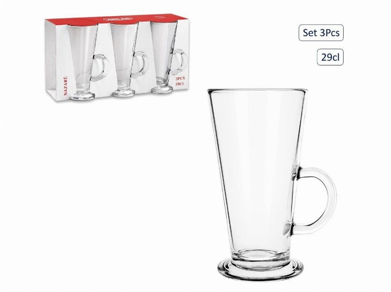 Conjunto 3 Canecas Anilar Vidro 29 cl