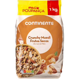 Muesli Crunchy Frutos Secos Pack Poupança Continente 1 kg