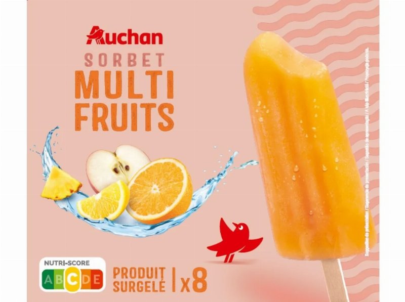 Sorbet Palito Auchan Multi Fruits 8X69 ml