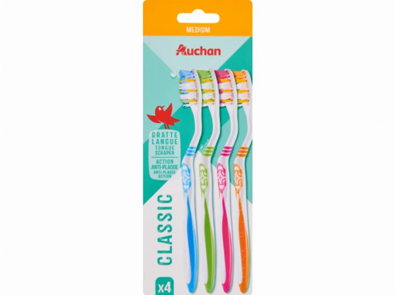 Escova Dentes Auchan Clássica Média 4 Un