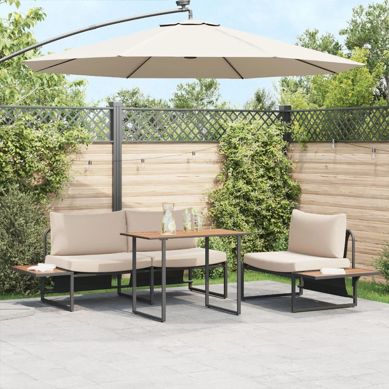 Hkh Mesa De Jardim Castanha Dpc E Aço - Castanho