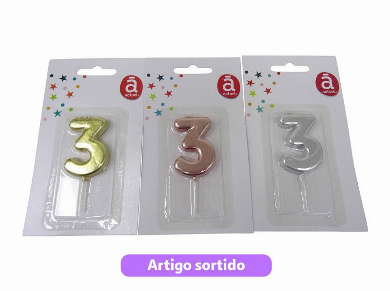 Vela Aniversário Nº3 Actuel Cores Sortidas