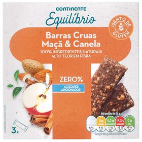 Barras Cruas De Maçã E Canela Sem Glúten Continente Equilíbrio 105 gr (3 Un)