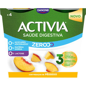 Iogurte Bifidus Pedaços Magro Pêssego Sem Lactose Activia Danone 480 gr (4 Un)