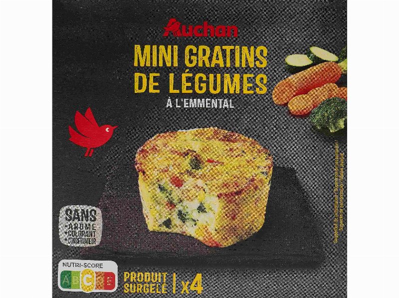 Mini Gratinados Auchan De Legumes À L'emmental 4Un 480 g