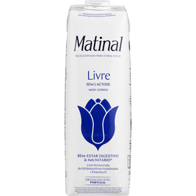 Bebida De Leite Uht Livre Meio Gordo Sem Lactose Matinal 1 Lt