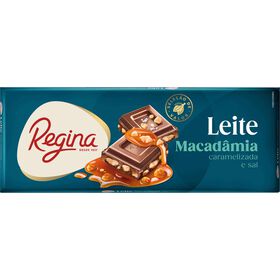 Tablete De Chocolate De Leite Com Macadâmia Caramelizada E Sal Regina 200 gr
