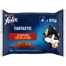 Comida Húmida Para Gato Fantastic Saborosa Seleção Em Gelatina Purina Felix 4 X 85 g