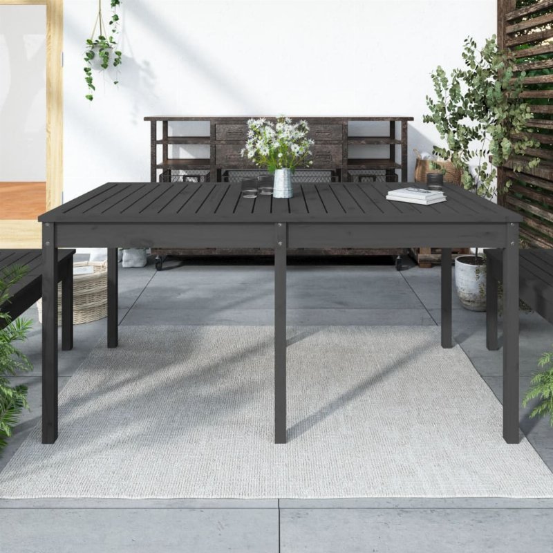 Hkh Mesa De Jardim 159,5X82, Madeira De Pinho Maciça - Cinzento