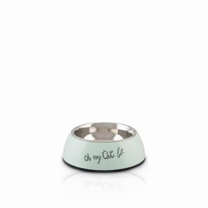 Beeztees Comedouro Para Gato Aço Inoxidável Base Plástico Menta 14 Cm
