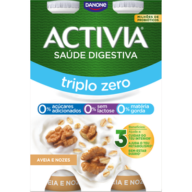 Iogurte Líquido Bifidus Triplo 0% Aveia E Noz Sem Lactose Activia Danone 460 gr (4 Un)