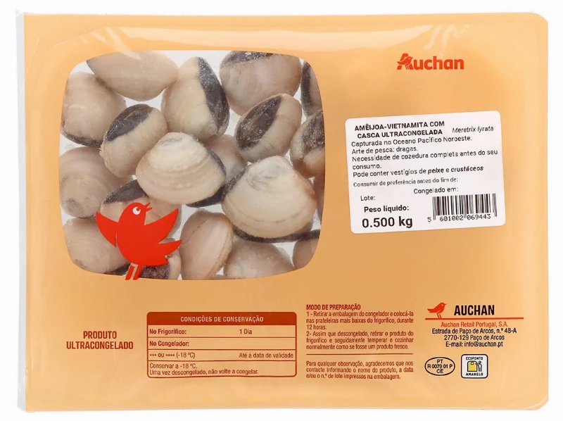 Amêijoa Auchan Vietnamita Com Casca 500 g
