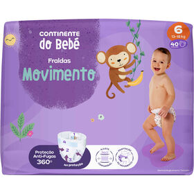 Fraldas Movimento 13-18 kg T6 Continente Do Bebé 40 Un