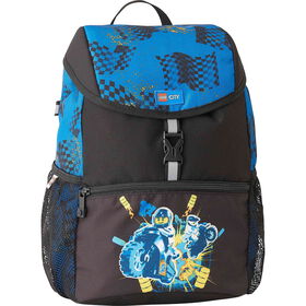 Mochila Pequena Azul E Preta Race Lego City
