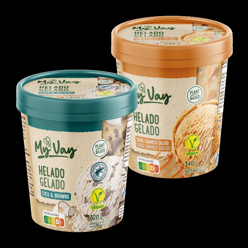 Gelado Vegan Sortido: Caramelo Salgado Ou Coco E Brownie; Ultracongelado