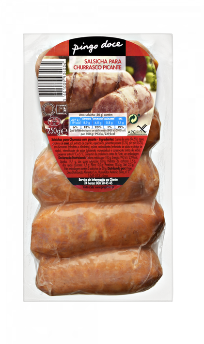 Salsichas De Churrasco Picante Pingo Doce 0.25Kg