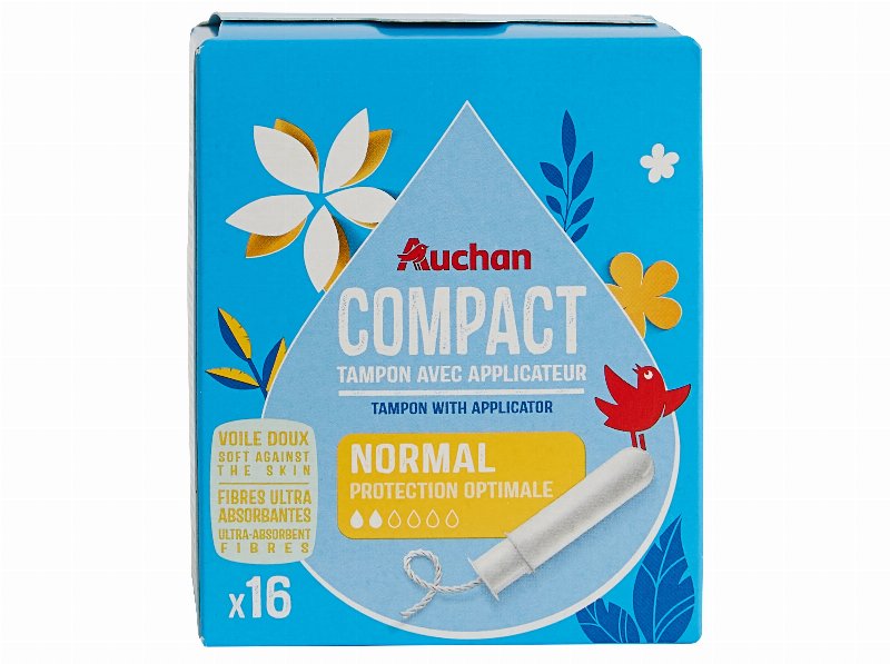 Tampões Auchan Compacto Normal Com Aplicador 16Un