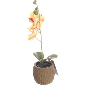 Planta Artificial Vaso Entrançado Com Flor Laranja Kasa