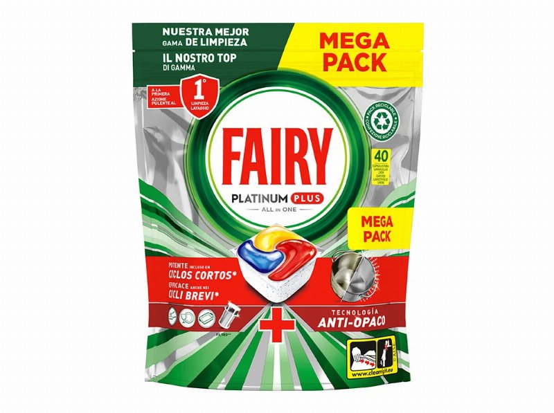 Detergente Loiça Máquina Fairy Platinum Plus Limao 40 Pastilhas