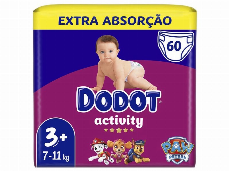 Fraldas Dodot Activity Extra T3+ 7-11 kg 60 Un