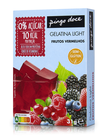 Gelatina Em Pó De Frutos Vermelhos 0% Açúcar Pingo Doce 0.031Kg