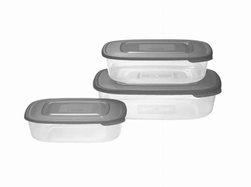 Conjunto De 3 Caixas Herméticas Actuel Plástico Rectangular Cinzento 3+1.88+0.93 l