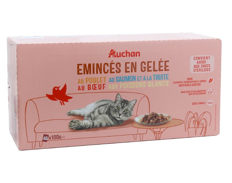 Comida Húmida Para Gato Auchan Saquetas Pedaços Em Geleia Mix 48X100 g