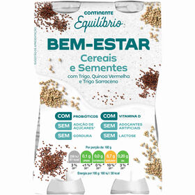 Iogurte Líquido Bem-Estar Cereais E Sementes Sem Lactose Continente Equilíbrio 640 gr (4 Un)