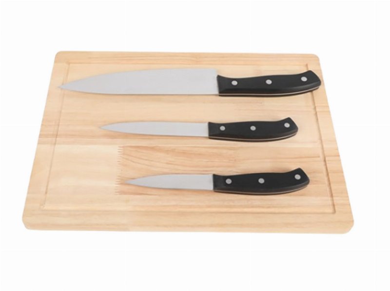 Conjunto De Tábuas De Corte Actuel Em Madeira Com 3 Facas