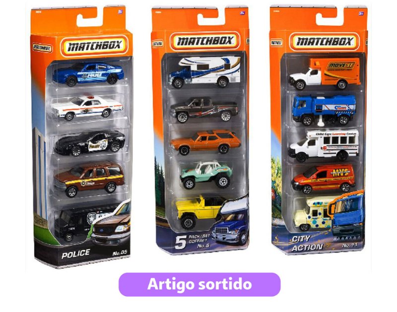 Conjunto De 5 Carrinhos Matchbox Modelos Sortidos