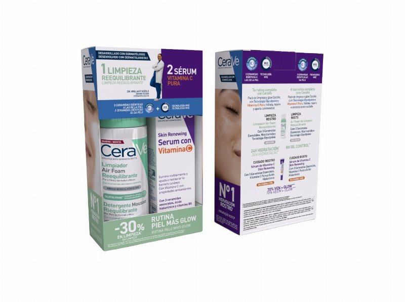 Pack Rotina Cerave Glow Air Foam + Vit C 148+30 ml