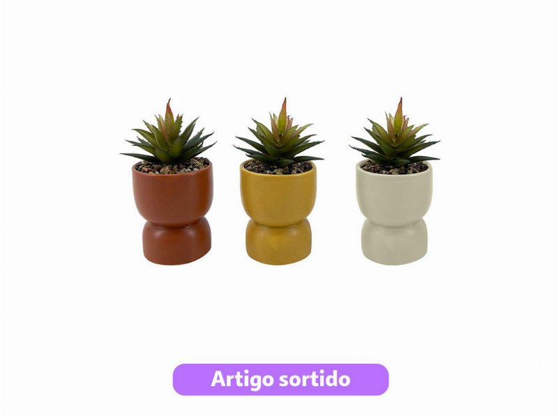 Suculenta Artificial Actuel Com Vaso Ceramicad 6.5X13Cm Cores Sortidas