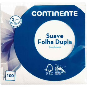 Guardanapos 2 Folhas Branco Continente 100 Un