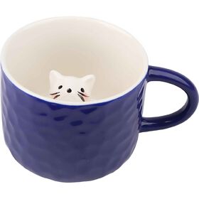Caneca 320 ml Gato No Interior Azul Kasa