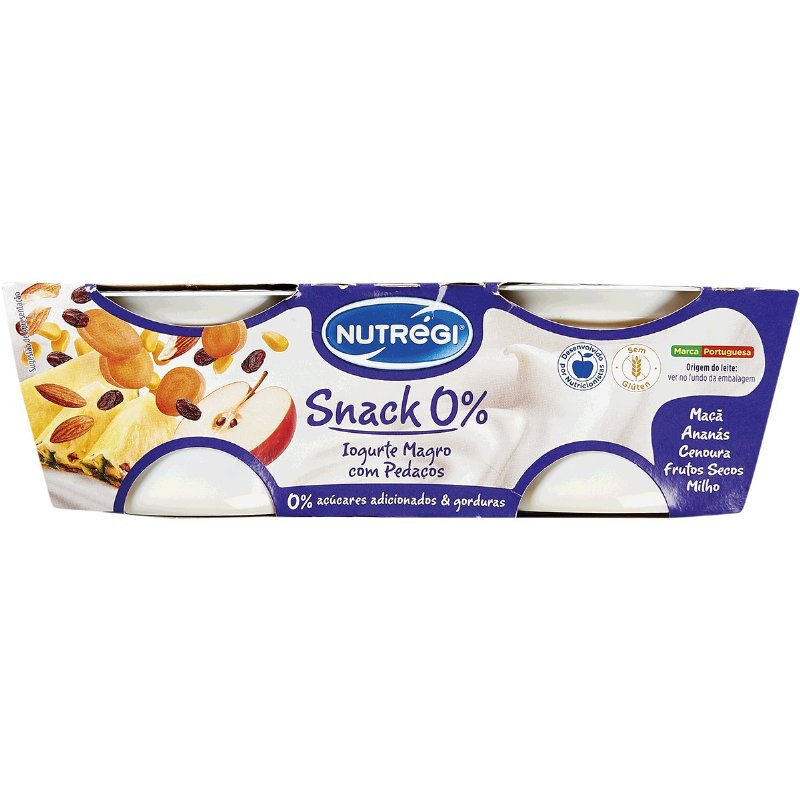 Iogurte Magro Com Pedaços De Maçã, Ananás, Cenoura, Frutos Secos E Milho Pack 2 150 g